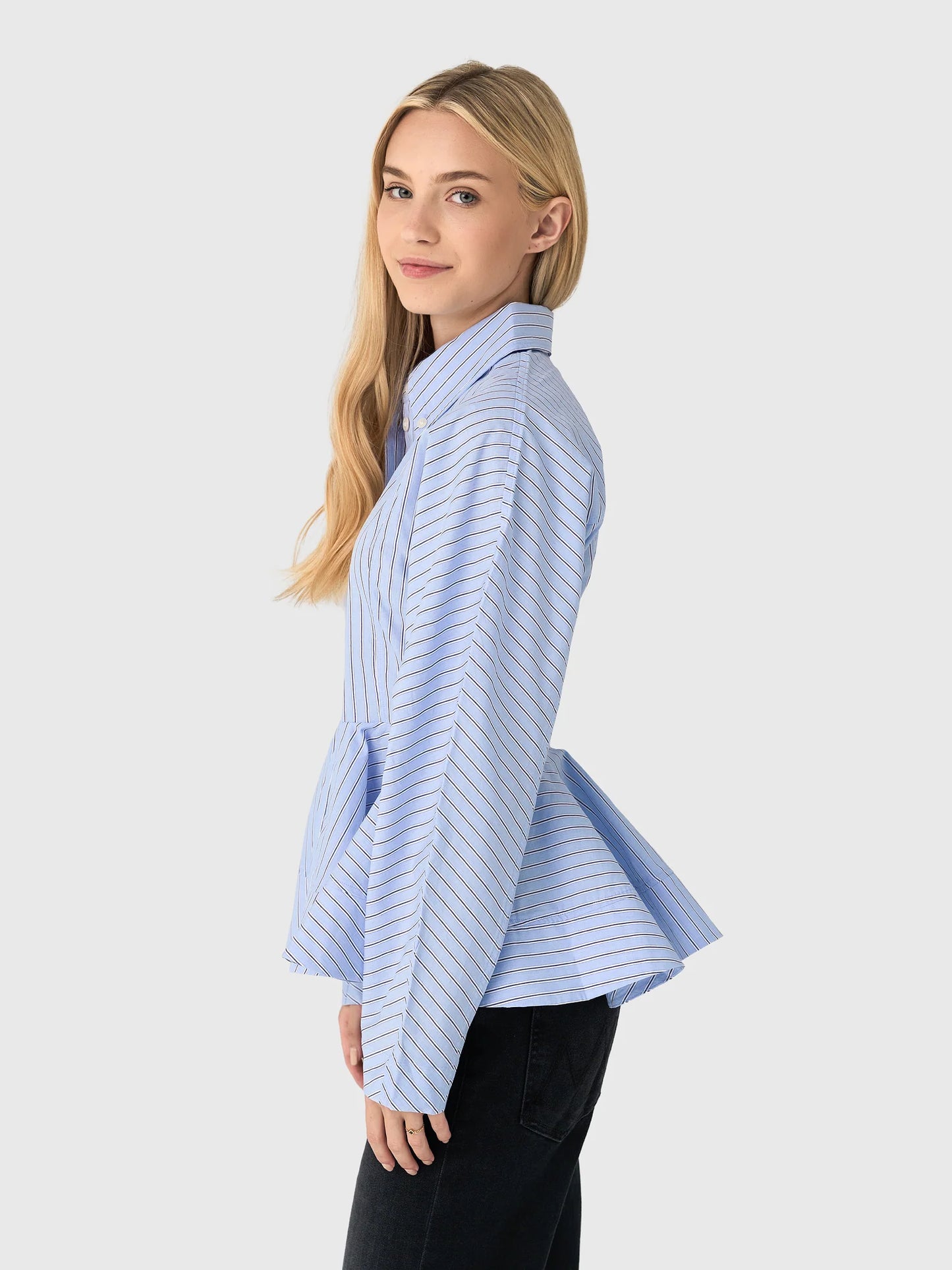 Stripe Cotton Peplum Top