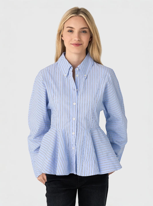 Stripe Cotton Peplum Top