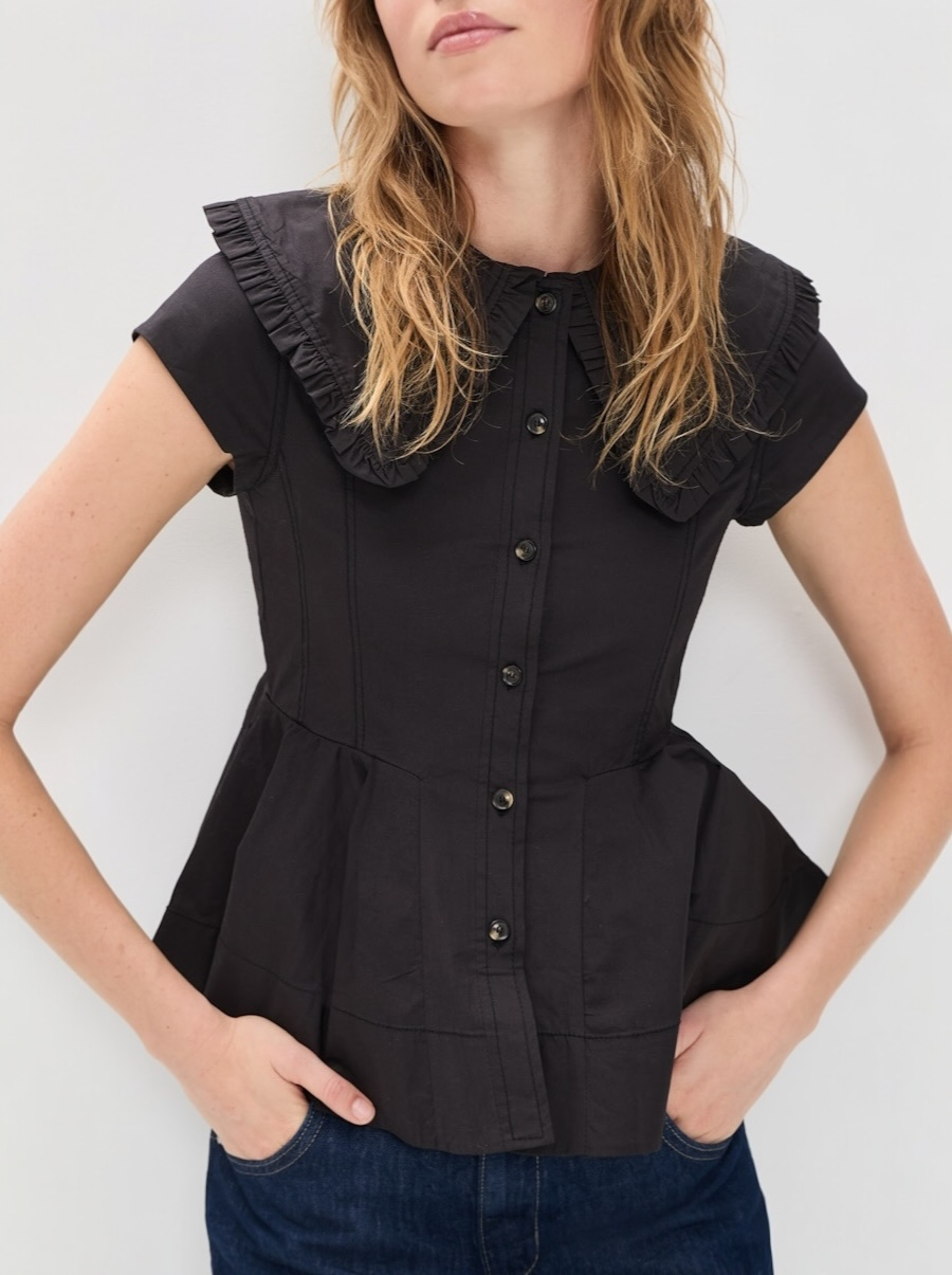 Cotton Peter Pan Collar Shirt