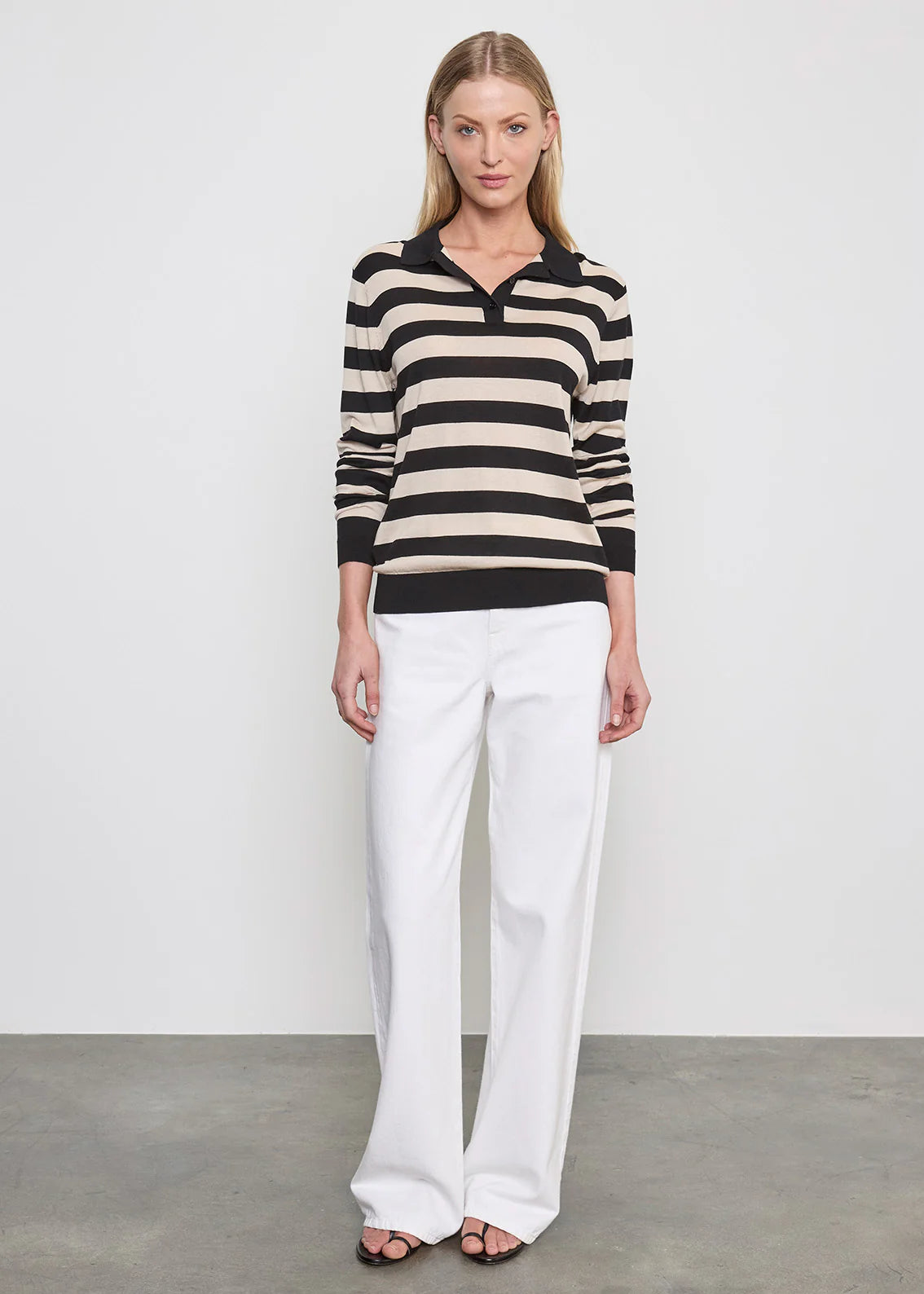 Stripe Silk Knit Polo