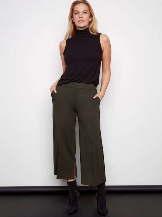 Gaucho Long Slit Pant in Fern