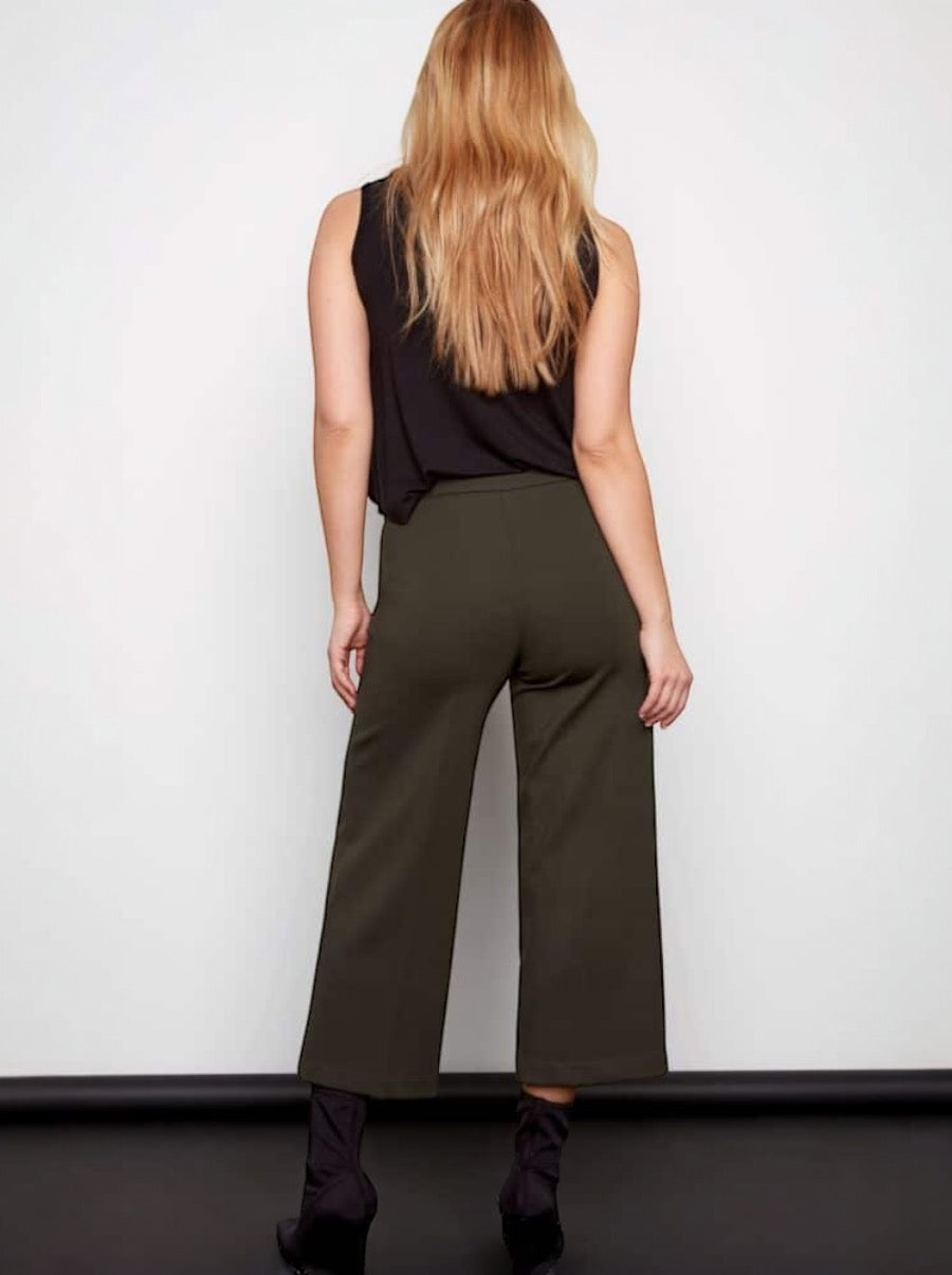 Gaucho Long Slit Pant in Fern