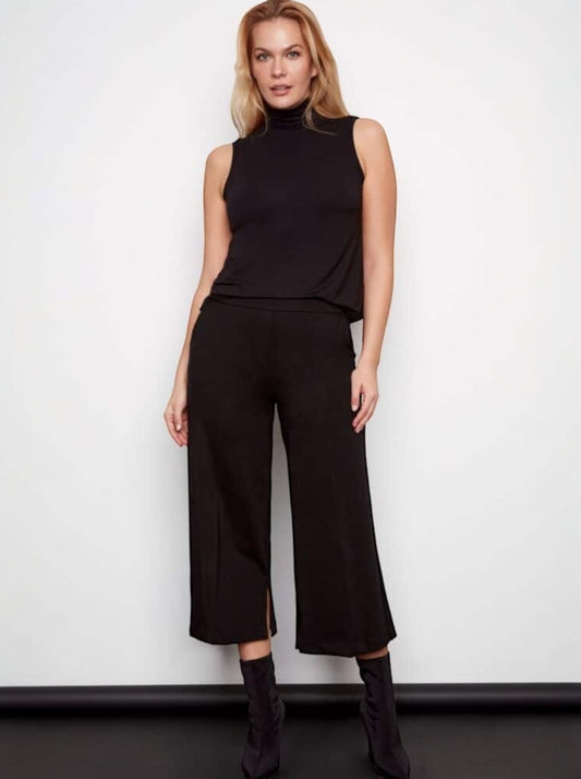 Gaucho Long Slit Pant in Black