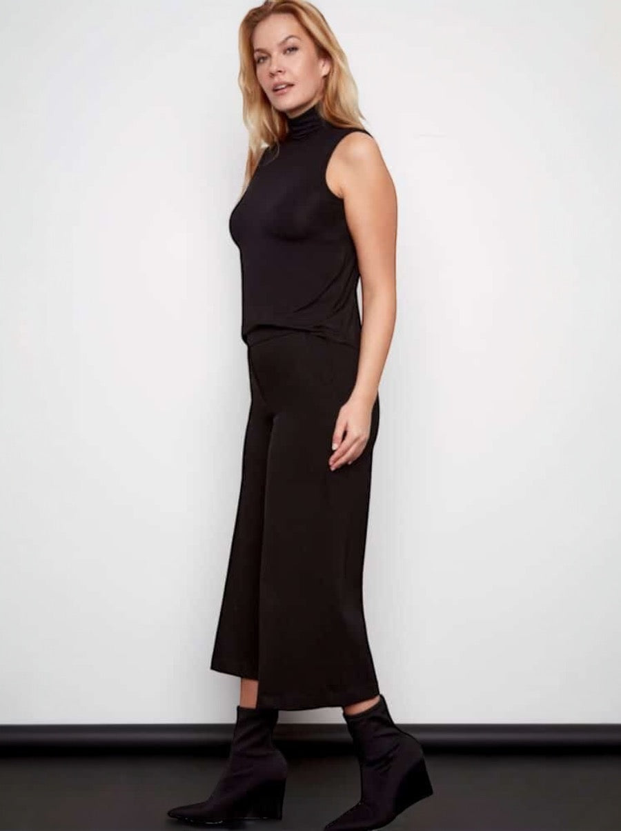 Gaucho Long Slit Pant in Black