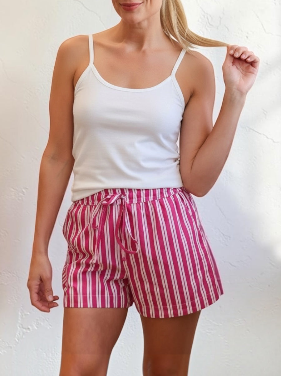 Stripe Track Short in Fuschia