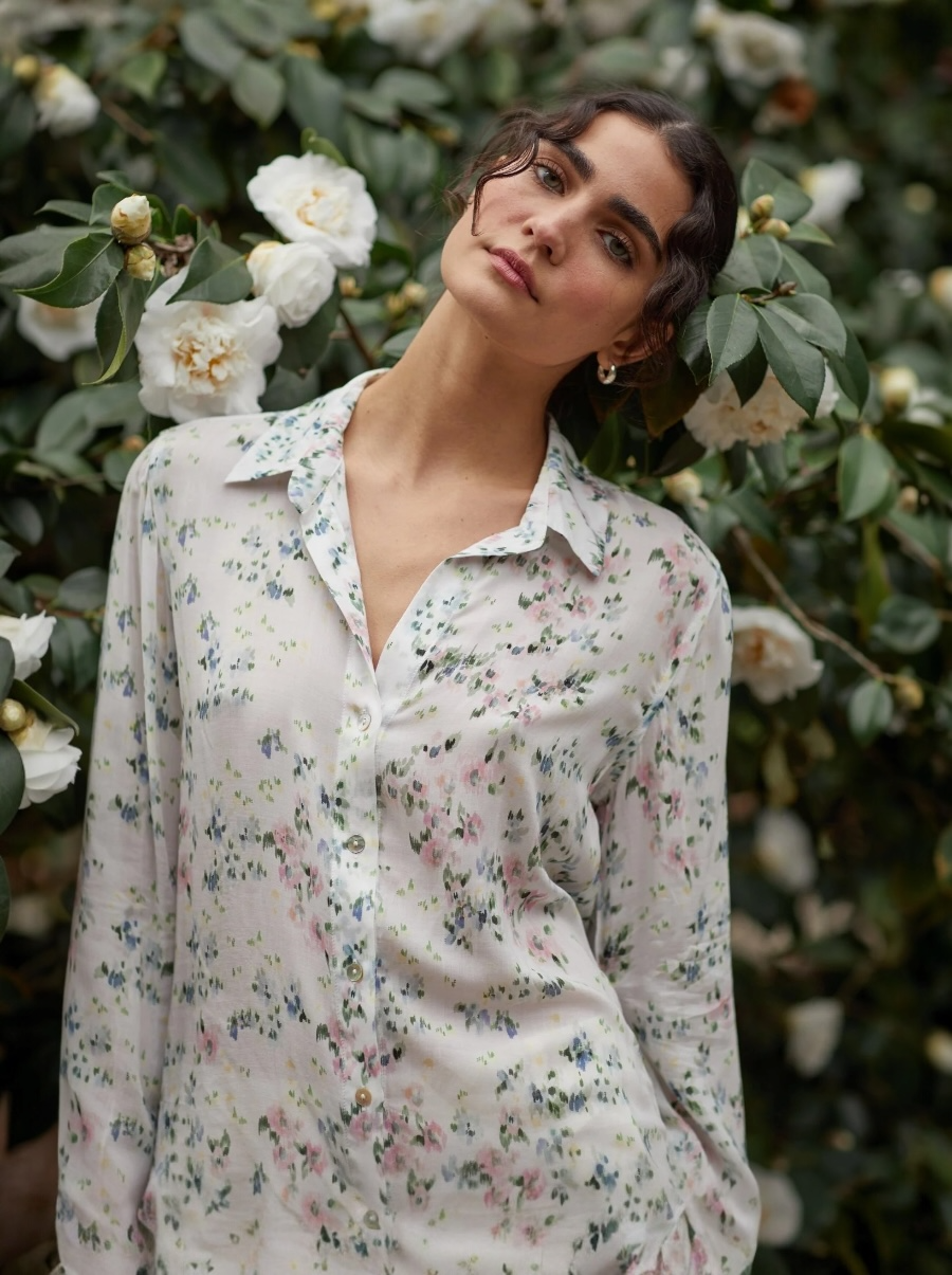 Painted Petals Button Down