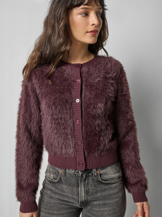 Brushed Crewneck Cardigan
