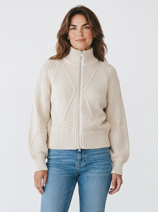 Solid Diamond Mock Neck Zip Up