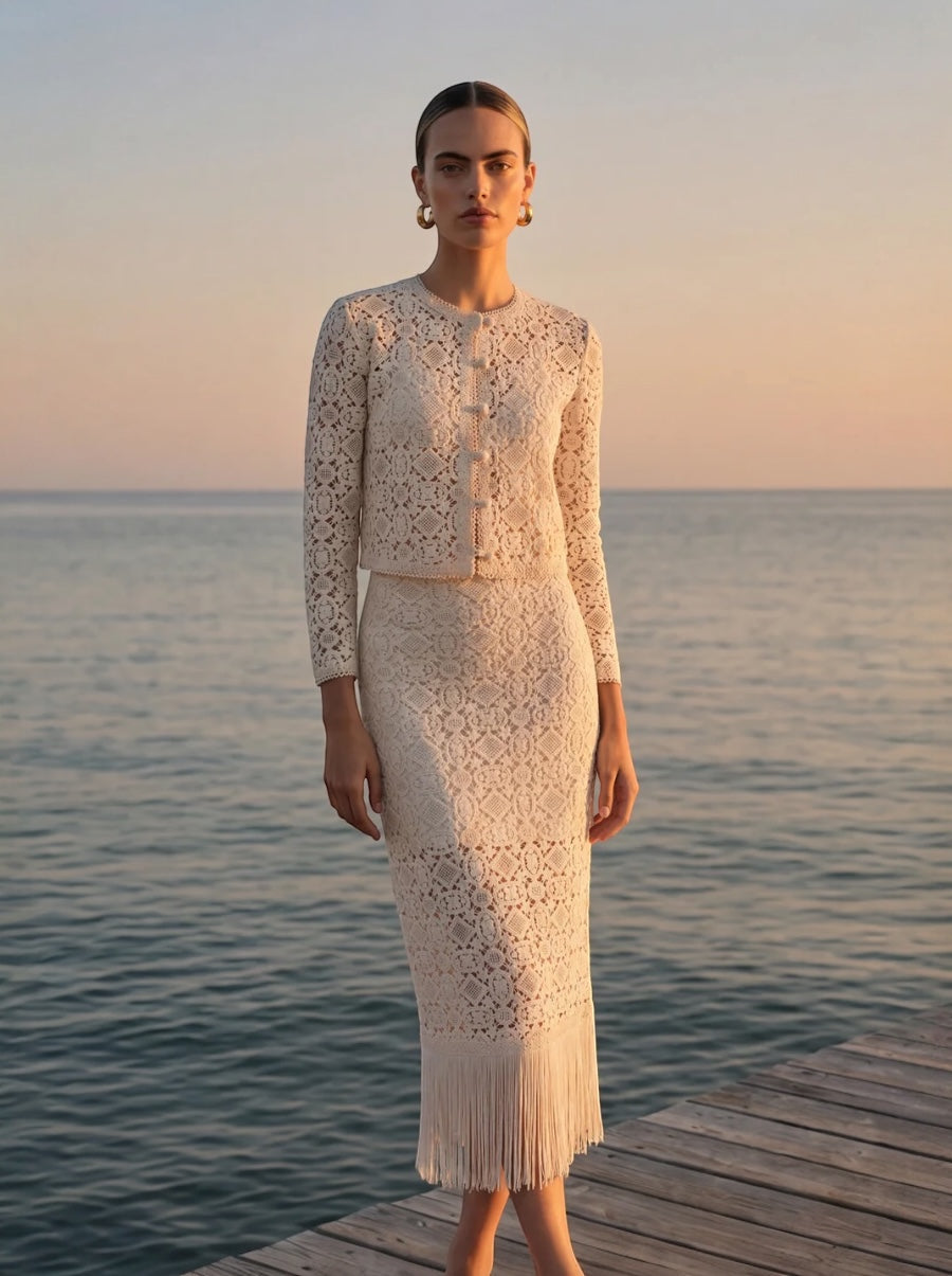 Venezia Crochet Midi Skirt