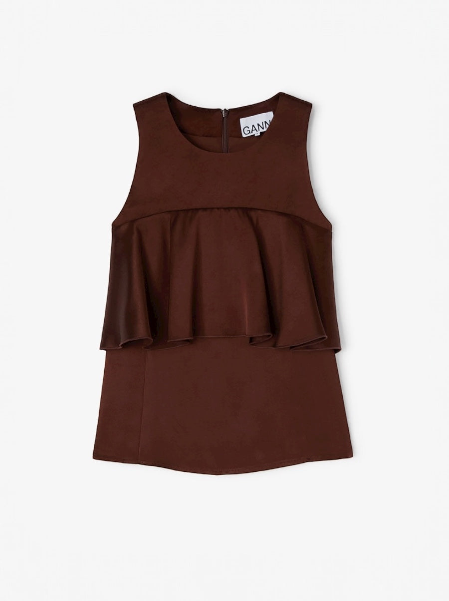 Double Viscose Satin Ruffle Top