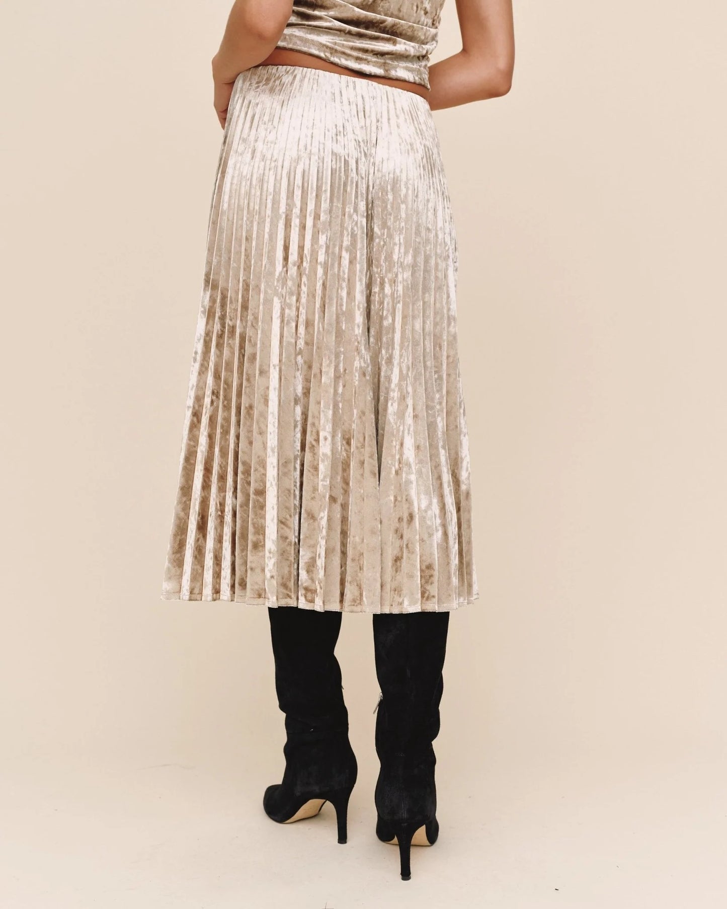 Velvet Pleated Skirt