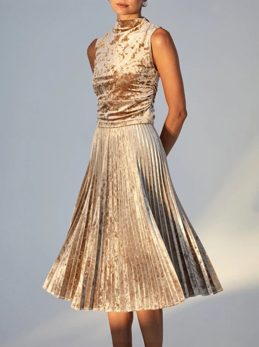 Velvet Pleated Skirt