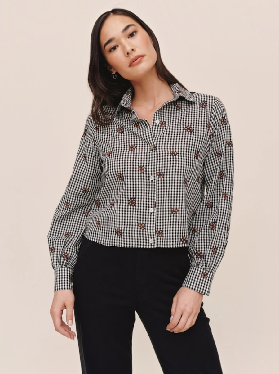 Long Sleeve Crop Button Down