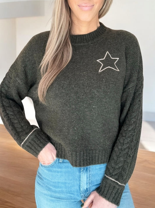 Cable Sleeve Star Sweater