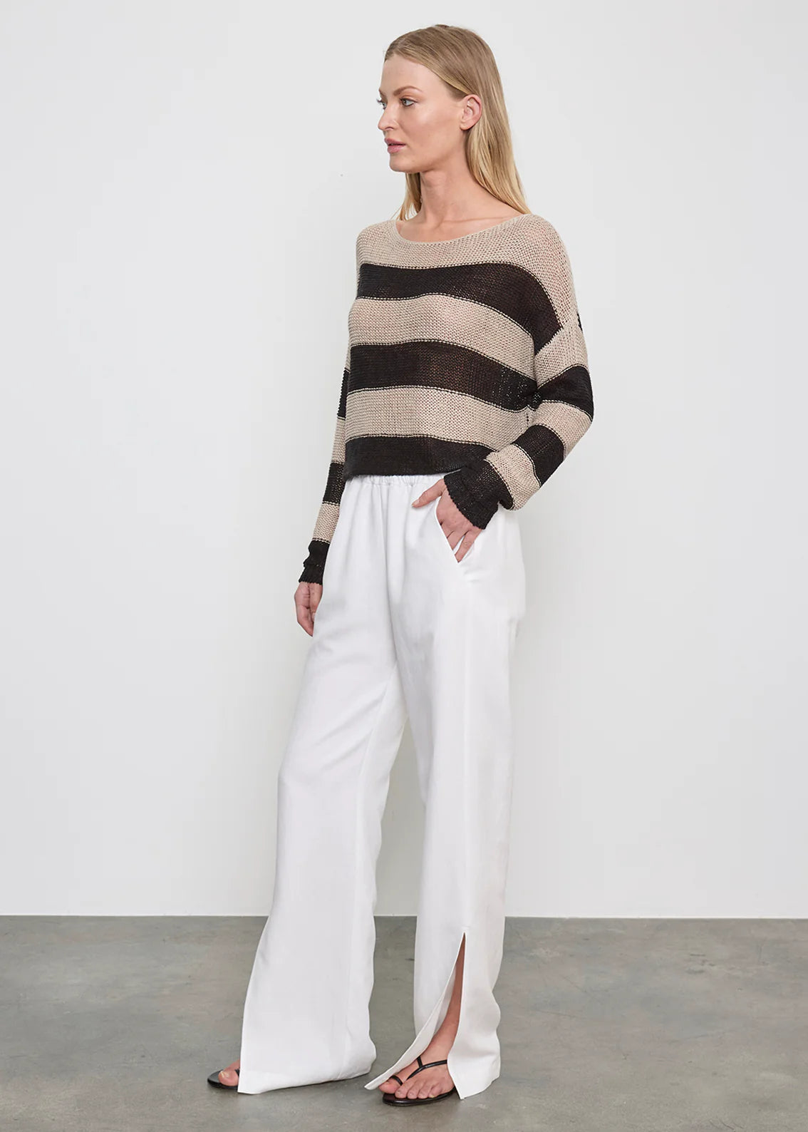 Stripe Linen Bateau Sweater