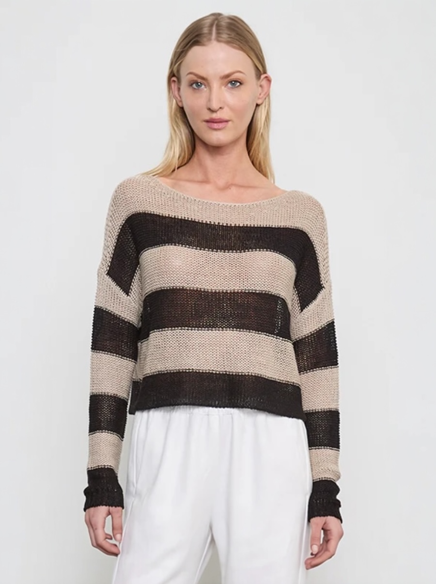 Stripe Linen Bateau Sweater