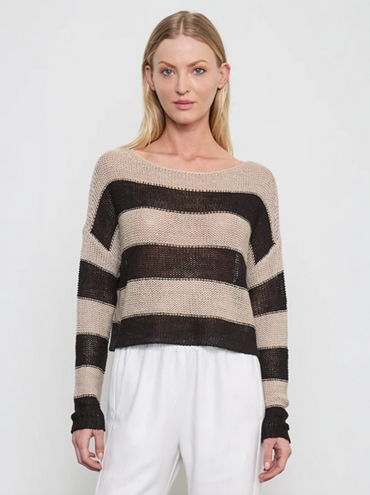 Stripe Linen Bateau Sweater