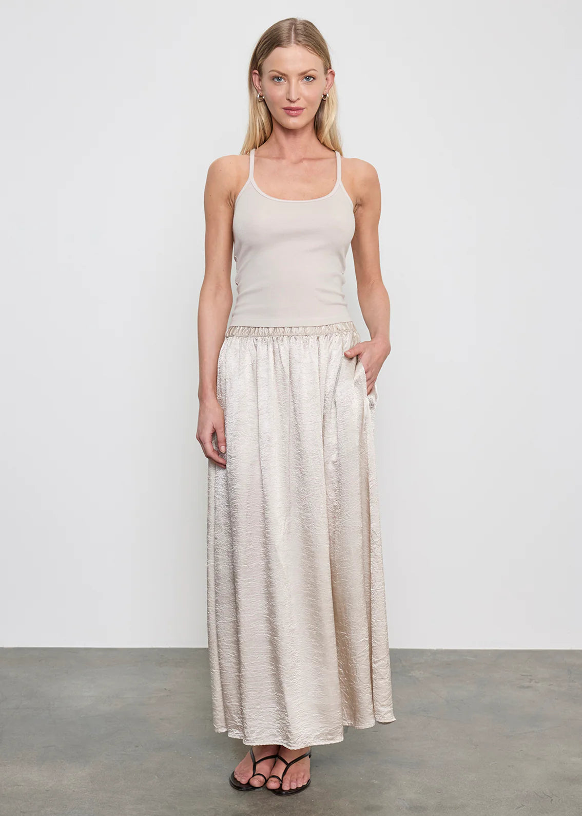 Textured Satin Celeste Skirt