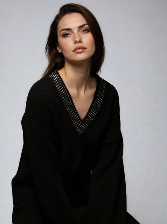 Luxe Cashmere Embellished VNeck