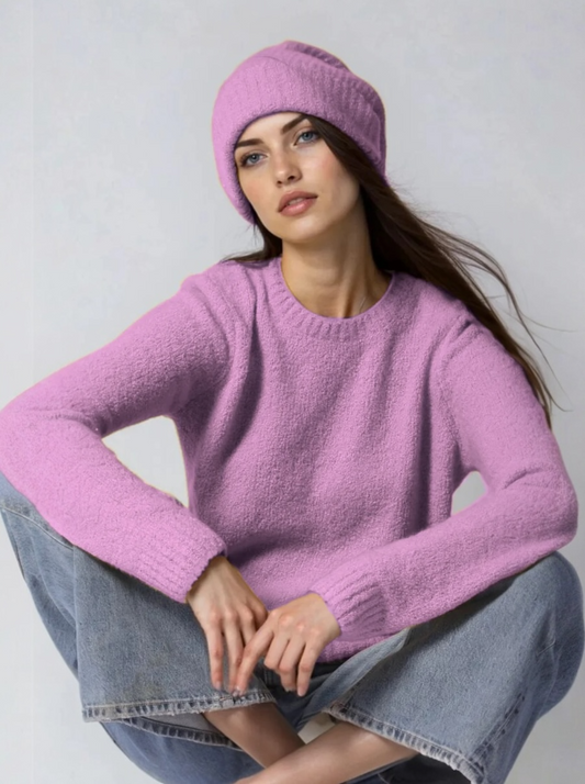 Luxe Bouclé Power Shoulder Crew