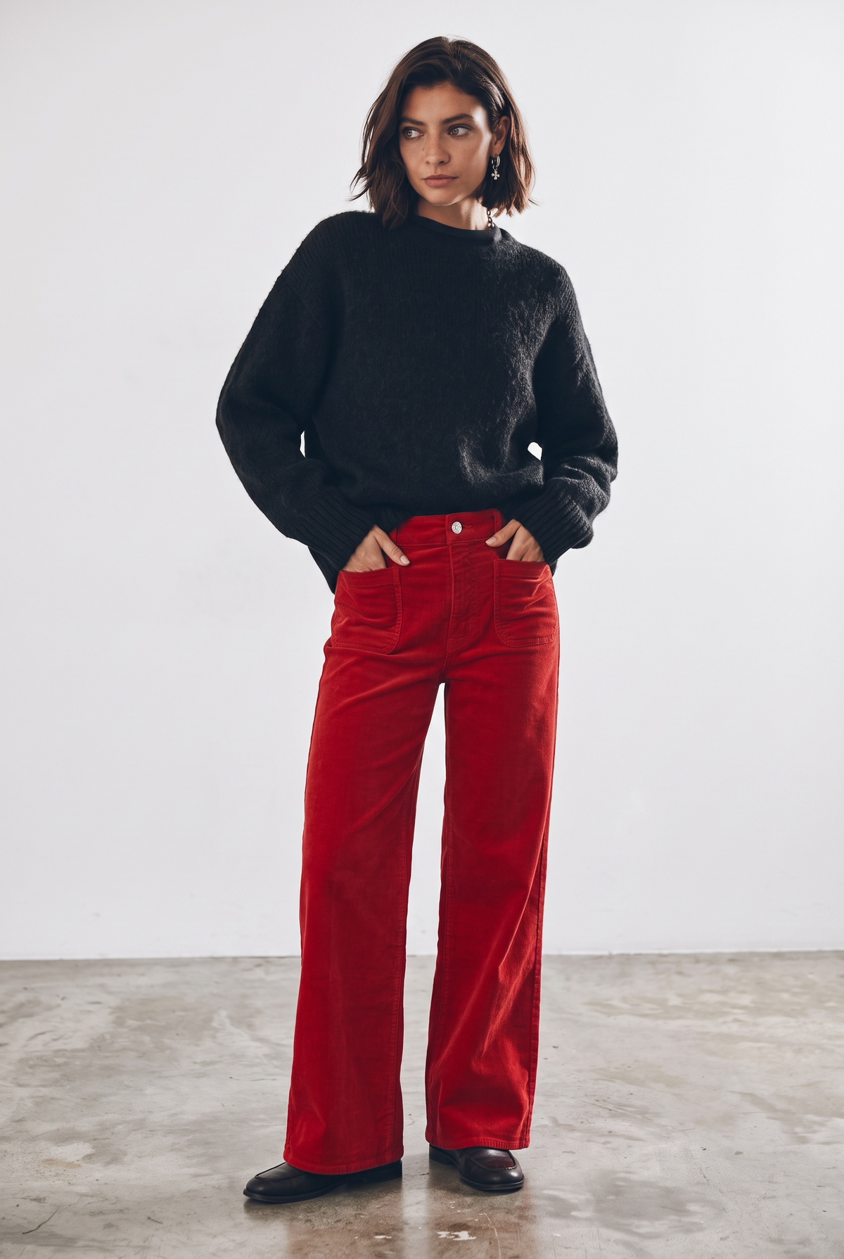 Slim Palazzo Modernist Pocket Corduroy