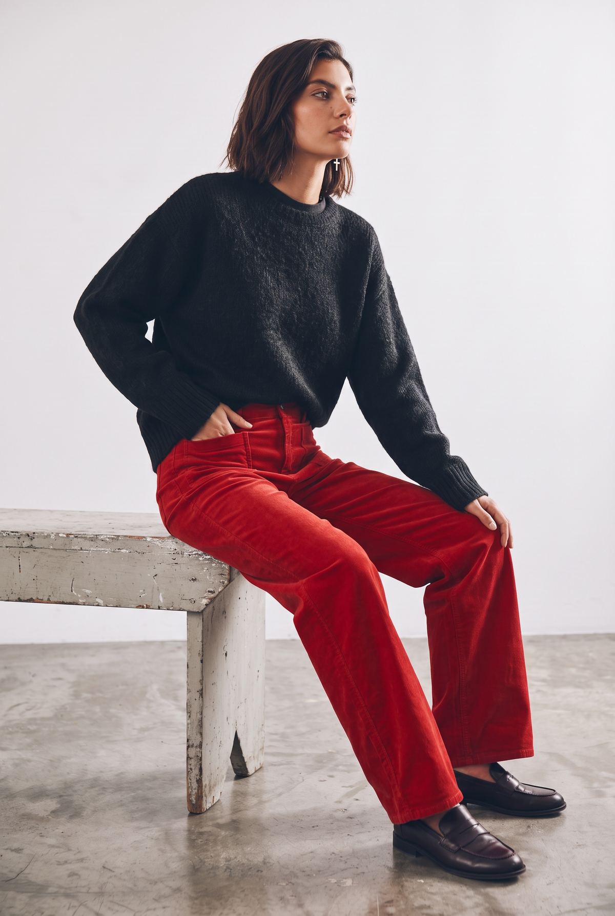 Slim Palazzo Modernist Pocket Corduroy