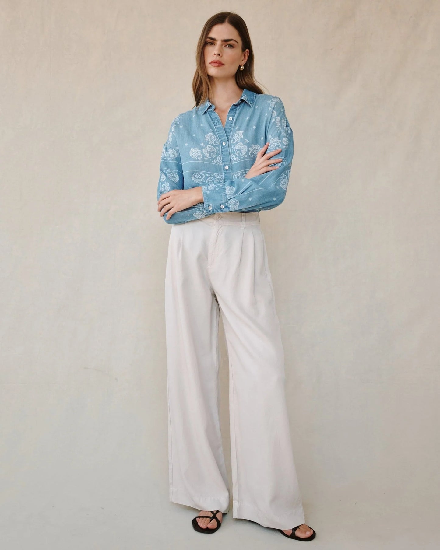 Double Pleated Wide Leg High Waist Pant