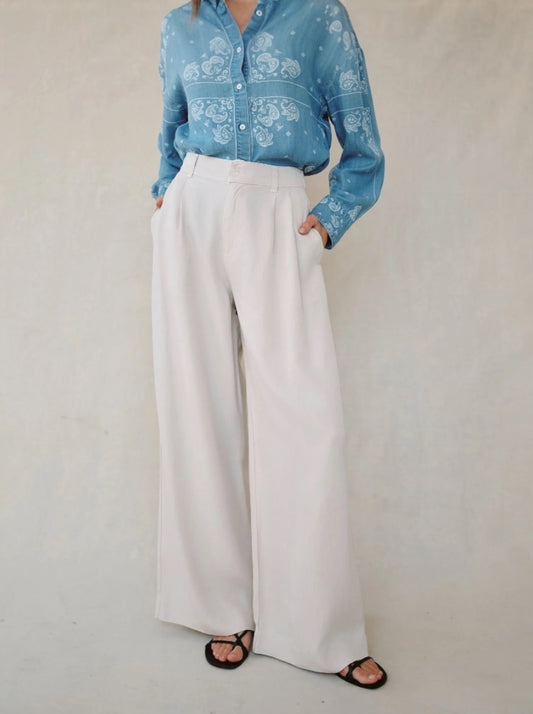 Double Pleated Wide Leg High Waist Pant