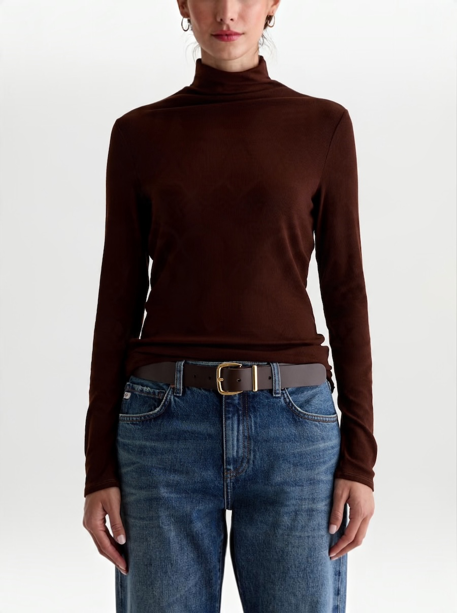Chelsea Turtleneck in Wood Brown