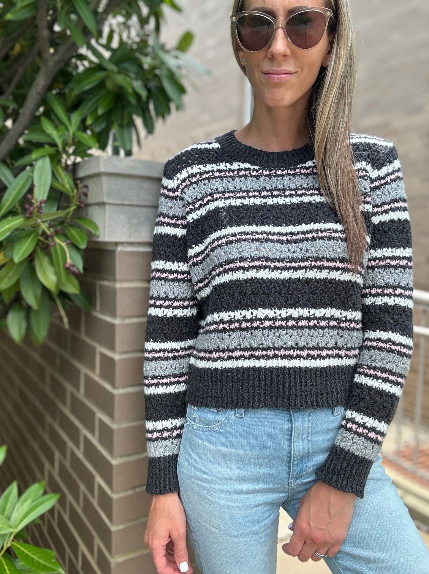 Chunky Stripe Fancy Stitch Crew