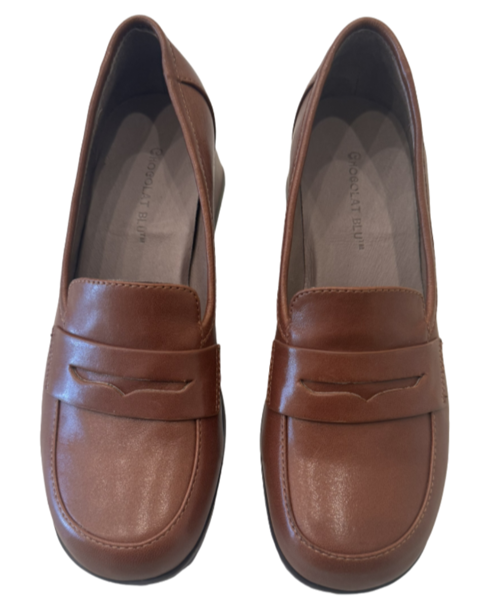 Verda Heeled Loafer Whiskey Leather