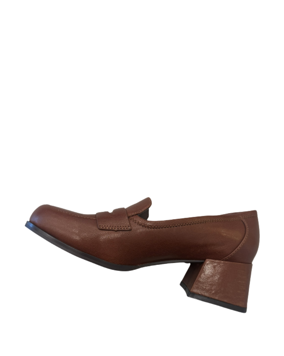 Verda Heeled Loafer Whiskey Leather