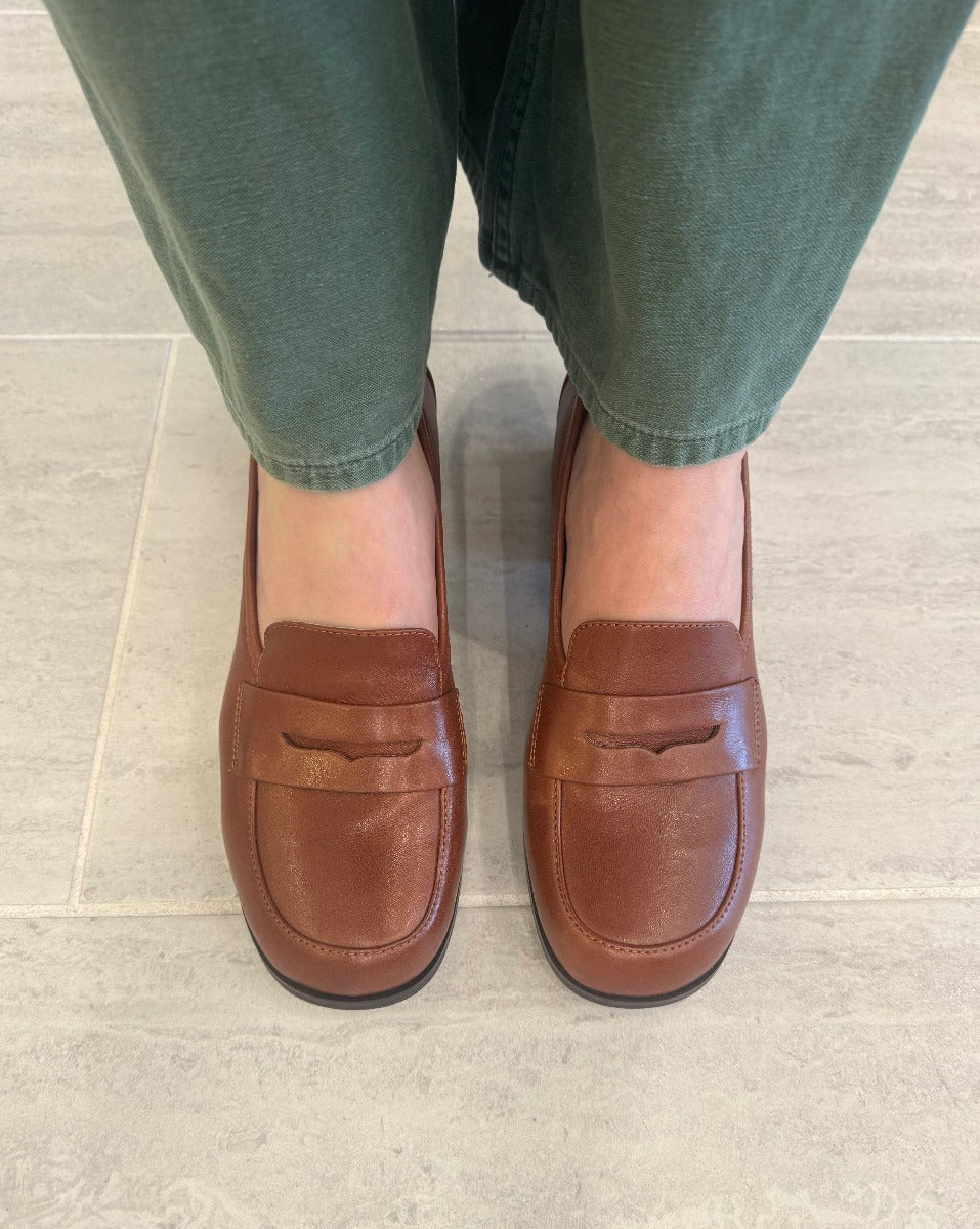 Verda Heeled Loafer Whiskey Leather