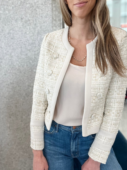 Zoe Jacket in Ivory Tweed