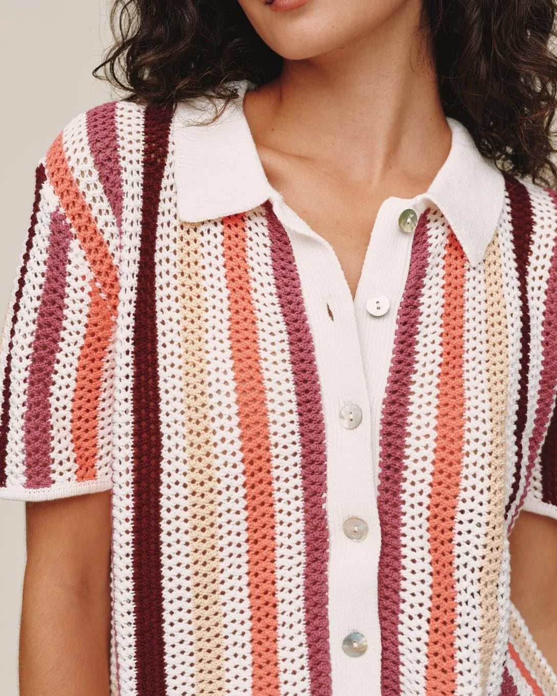 SS Open Knit Stripe Top