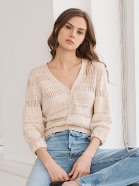 3/4 Puff Sleeve Cardigan