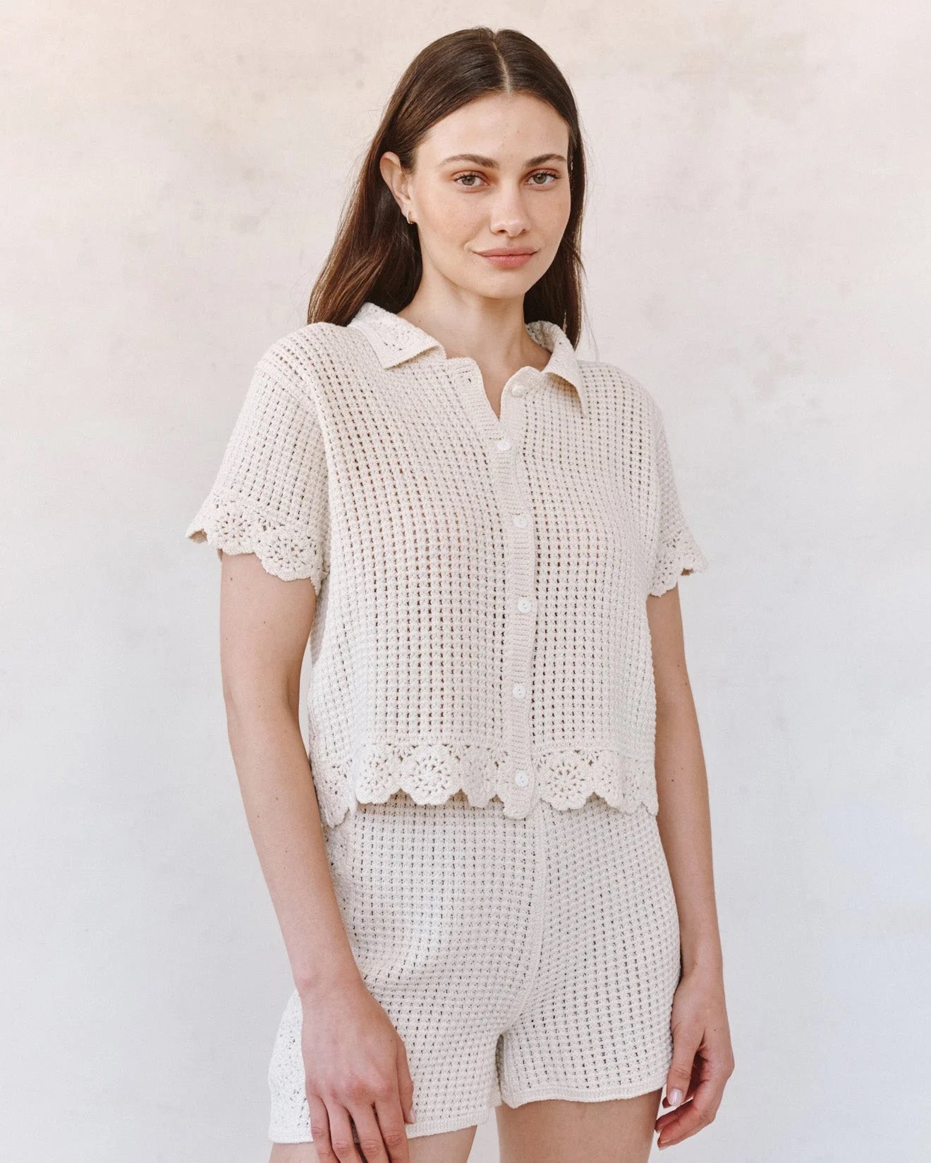 SS Crochet Button Down