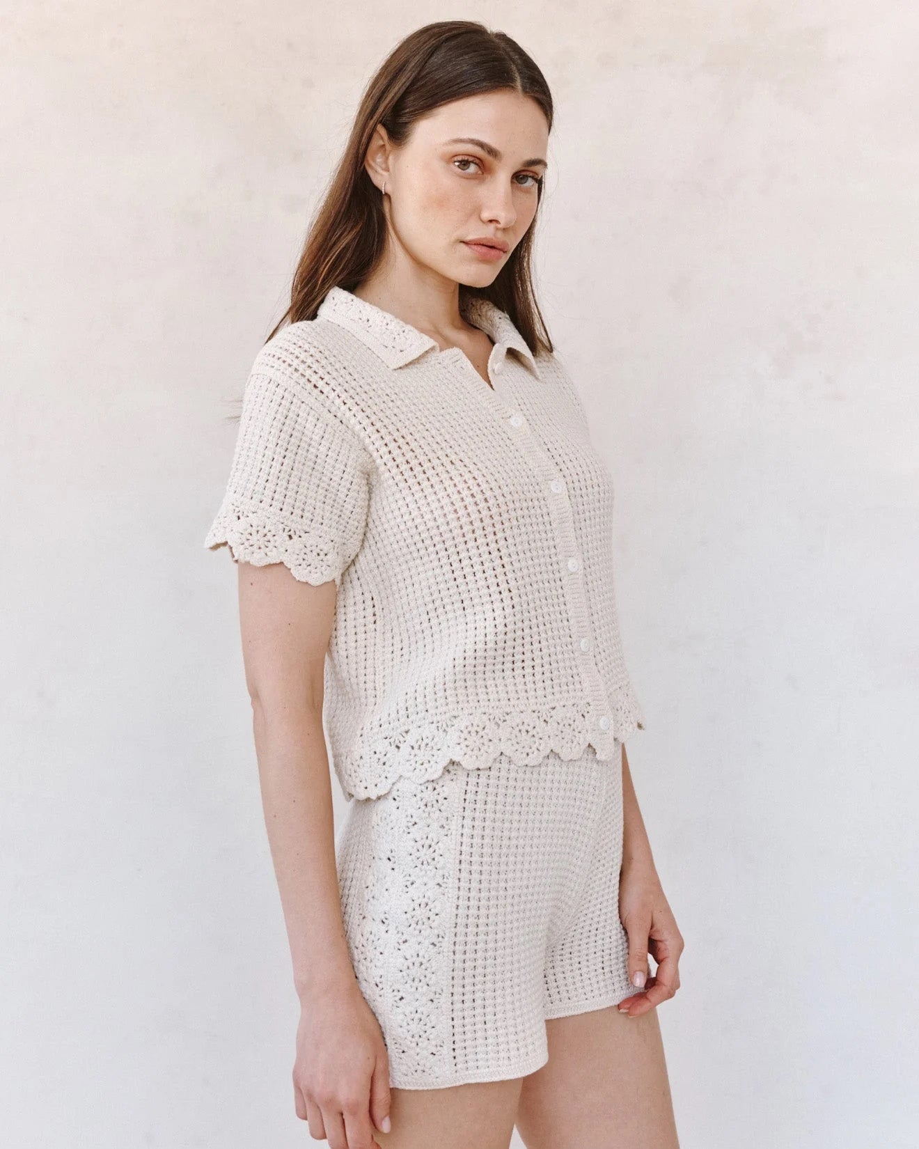 SS Crochet Button Down
