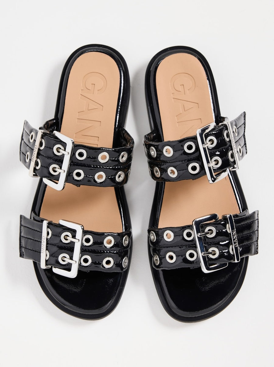 Feminine Buckle Two-Strap Sandals