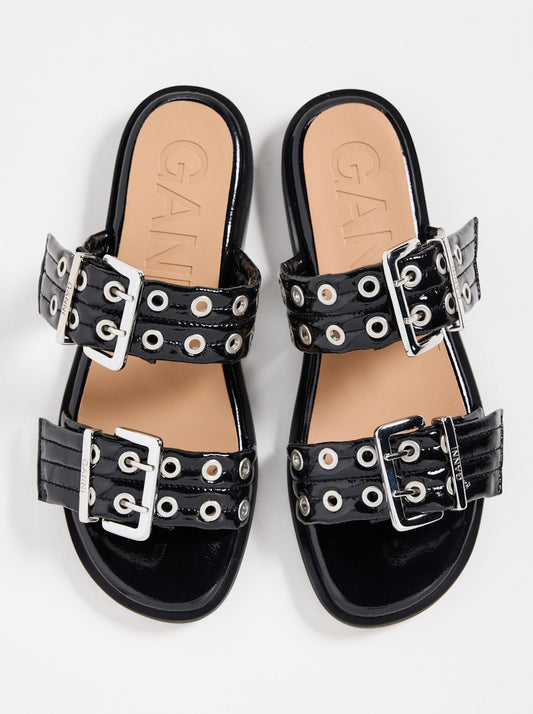 Feminine Buckle Two-Strap Sandals