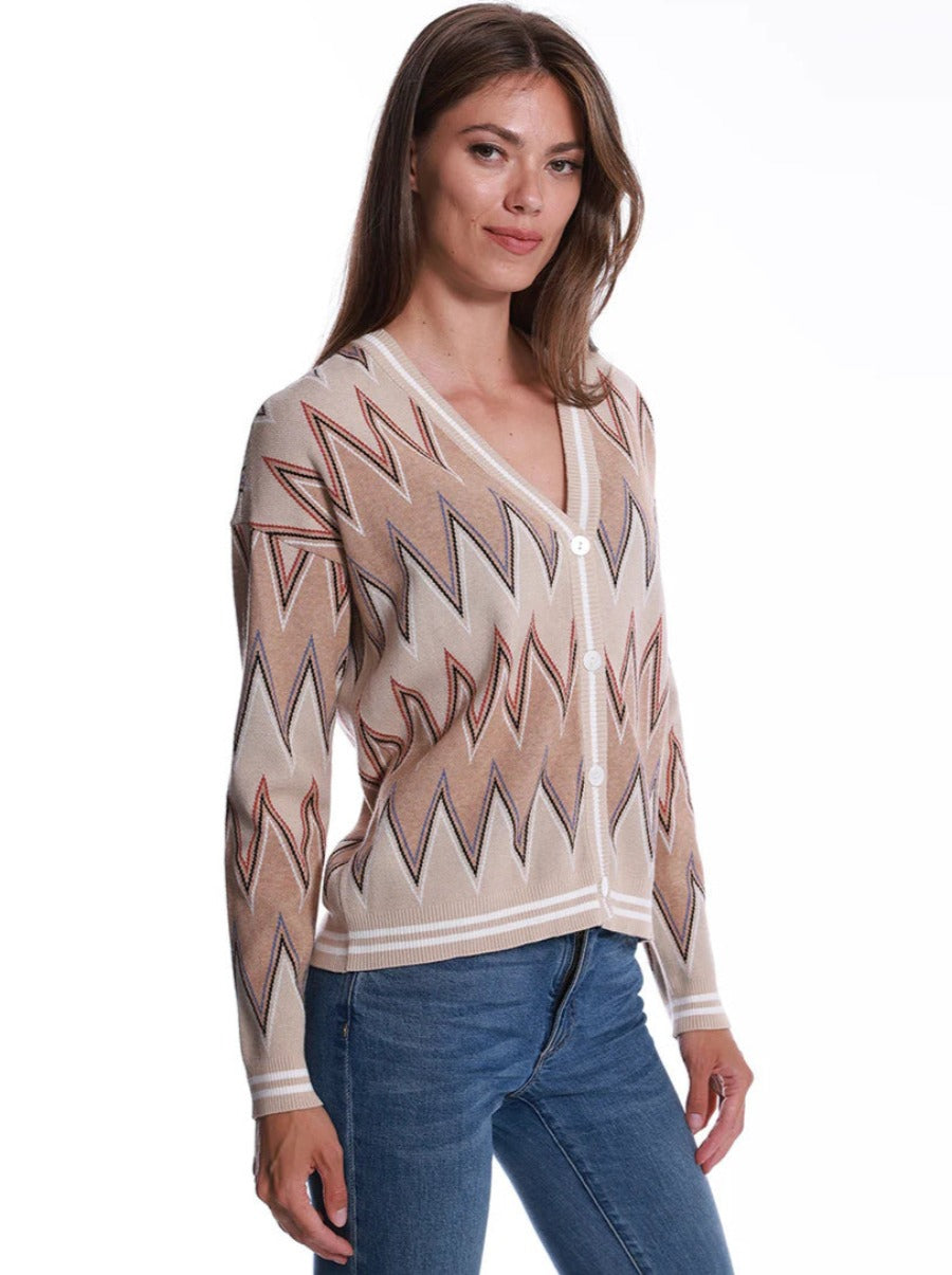 Viscose Blend Chevron Cardigan