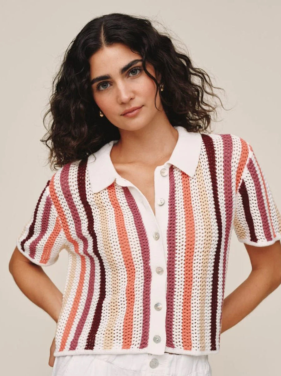 SS Open Knit Stripe Top