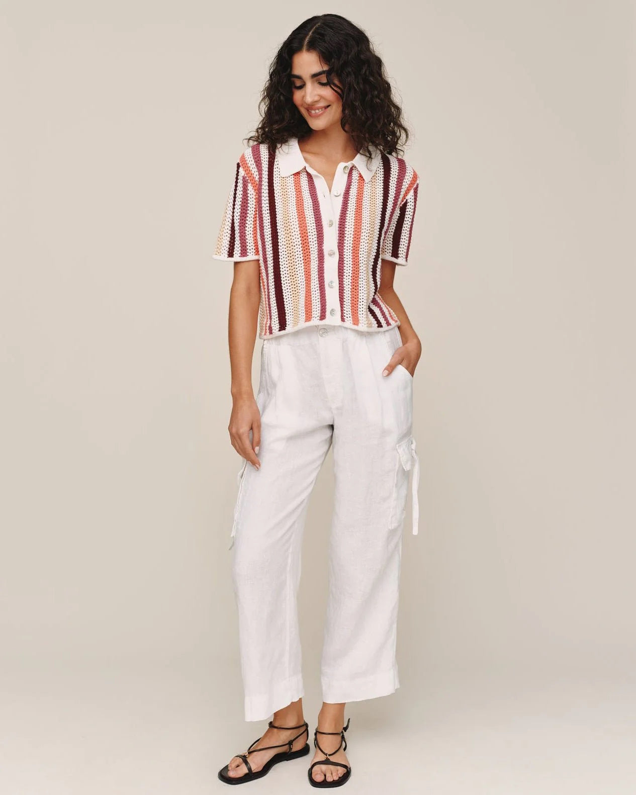 SS Open Knit Stripe Top