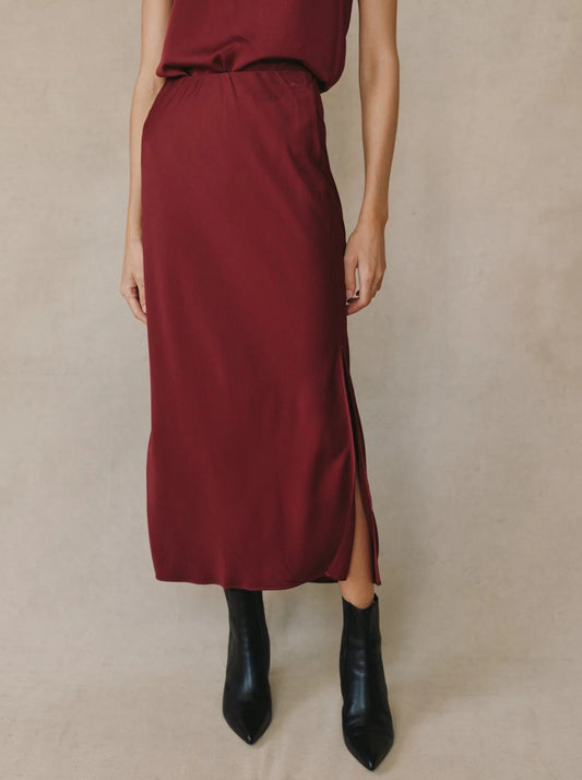 Side Slit Bias Maxi Skirt