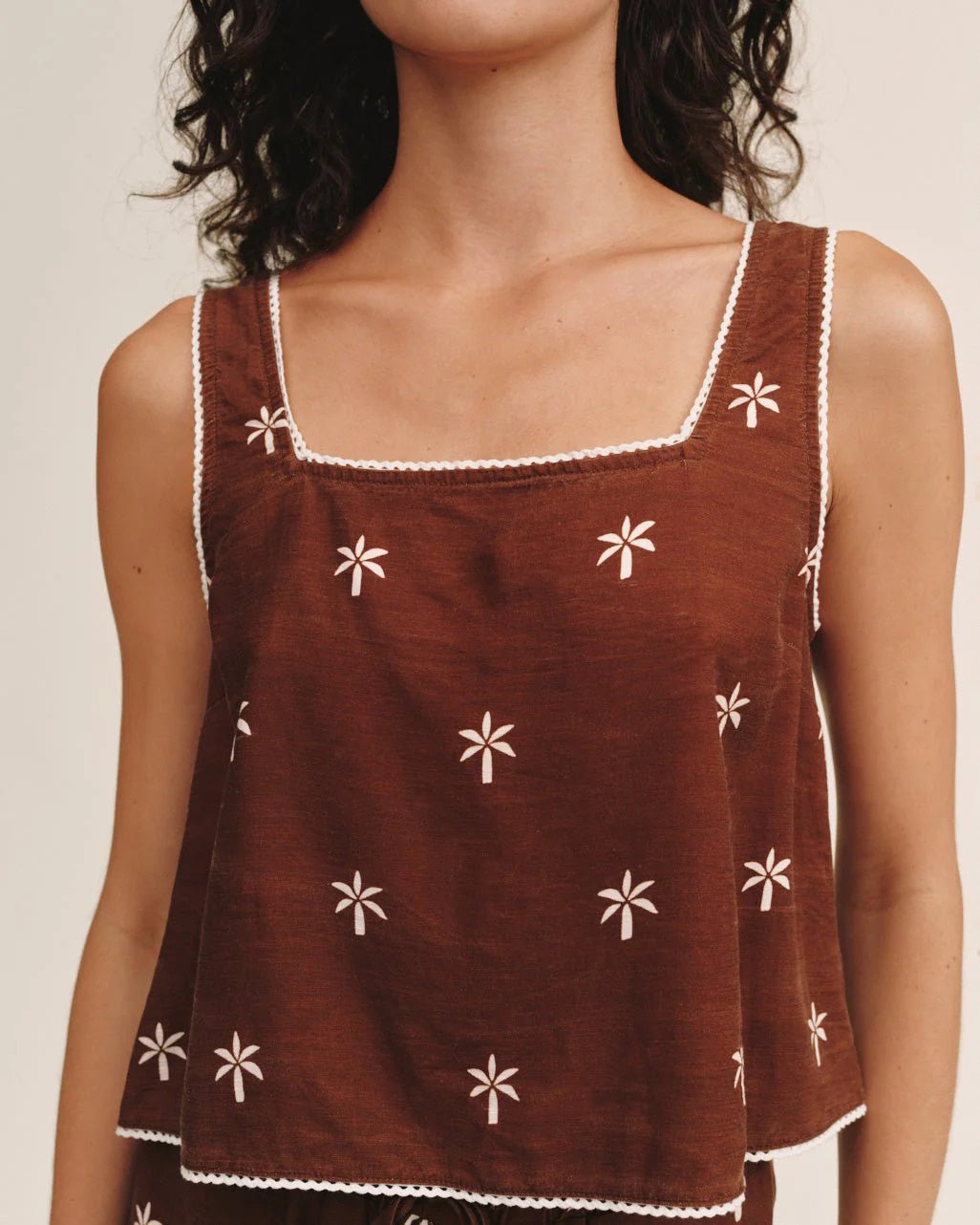 Square Neck Trimmed Tank