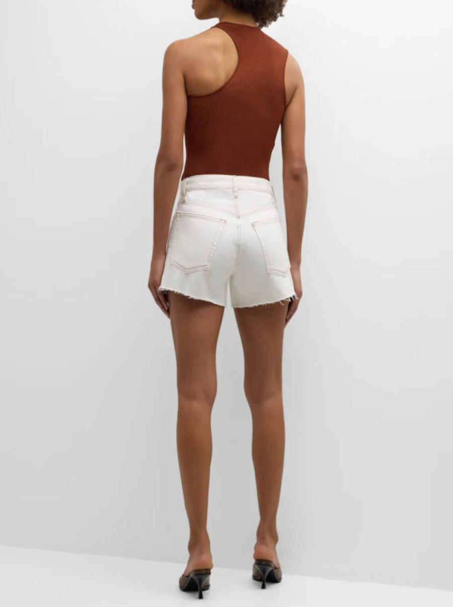 Le Super High Frayed Cotton Denim Shorts