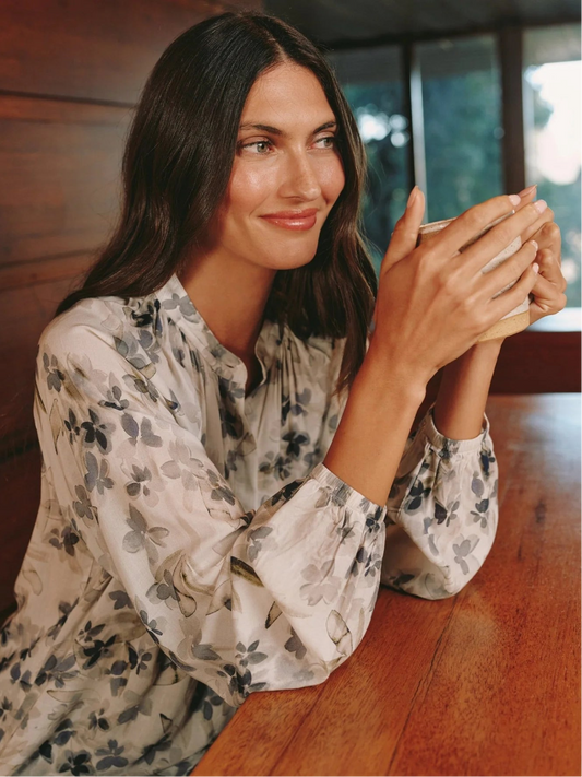 Long Sleeve Shirred Raglan Shirt