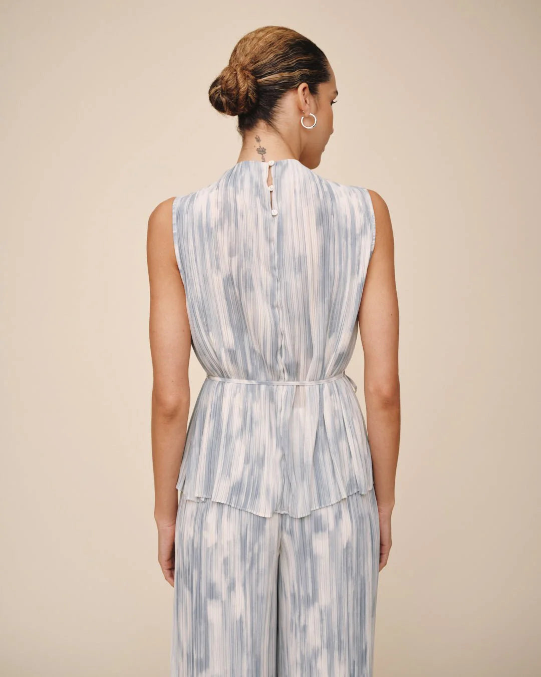 Mock Neck Top With Tie Belt