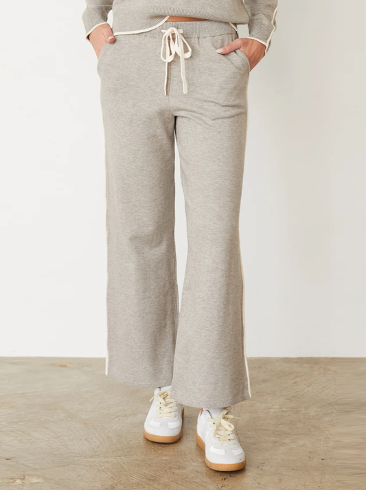 Light Soft Knit Pants With Contrast Piping