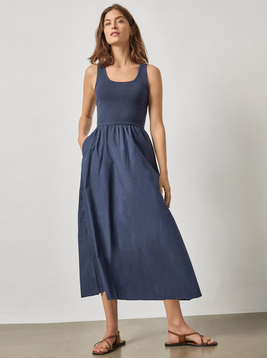 Mixed Media Scoop Neck Dress